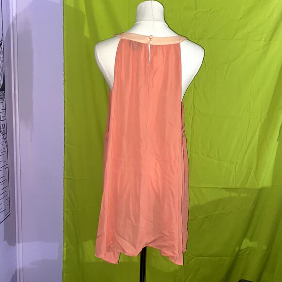 Torrid Sheer Colorblock Tank Top Size 3X Plus Size Peach White Sleeveless Blouse - Picture 3 of 4